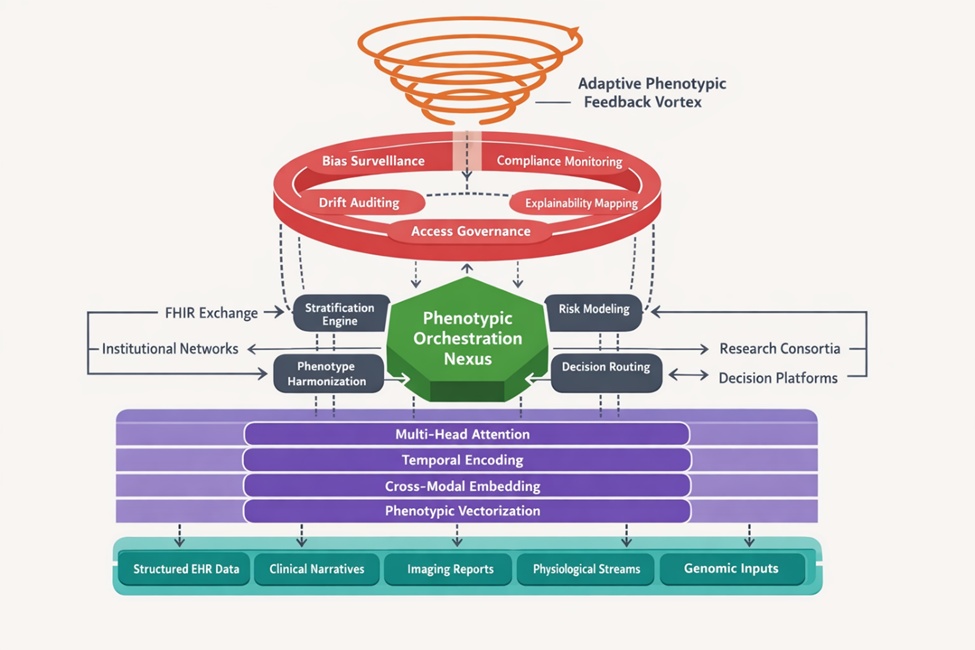 Figure 1. Transformer- embedded clinical phenotyping infrastructure: the phenotypic transformer orchestration lattice (PTOL).
