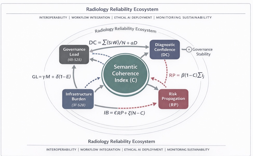 Figure 2. System-level propagation dynamics linking semantic coherence to confidence, risk amplification, and governance burden.